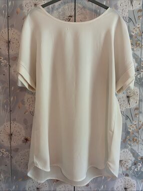 Zenana Outfitters Cream Short Sleeve Boatneck Tunic